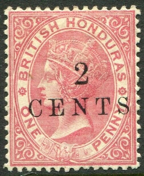 BRITISH HONDURAS-1888 2c on 1d Rose Sg 27 MOUNTED MINT V48353