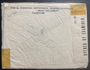 1944 Tel Aviv Palestine Airmail Censored Cover To Bronx NY USA 