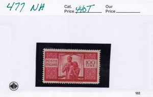 ITALY   477   MNH VERY LIGHT GUM TONING