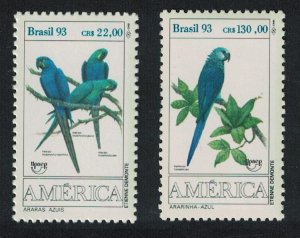 Brazil Birds Endangered Macaws UPAEP 2v 1993 MNH SC#2423-2424 SG#2599-2600