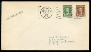 ?S. S. Belle Isle ship cover Halifax to USA 1938 cover Canada