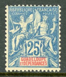 Guadeloupe 1901 French Colony 25¢ Blue Commerce & Navigation SG #51 Mint D936