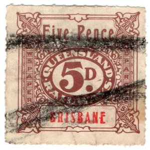 (I.B) Australia - Queensland Railways : Parcel Stamp 5d (Brisbane)