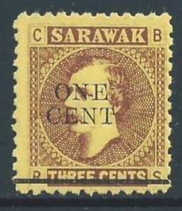 Sarawak #25 Mint No Gum 3c Sir Charles Johnson Brooke Issue Surcharged