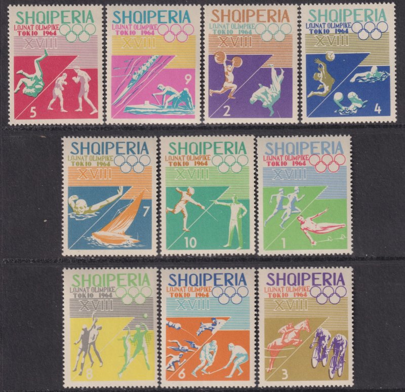 1964 Albania 18th Olympic Games Tokyo complete set MNH Sc# 754 / 763 CV $6.10