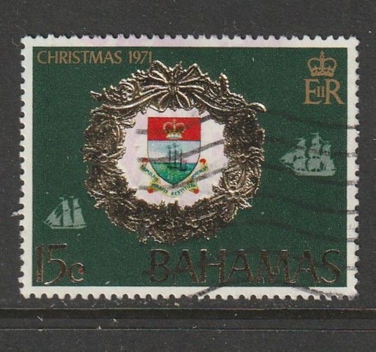 1971 Bahamas Sc 333 used VF 1 single Christmas Wreath and Coat