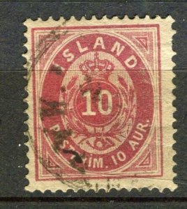 ICELAND; 1870s early classic issue used Shade of 10aur. value 