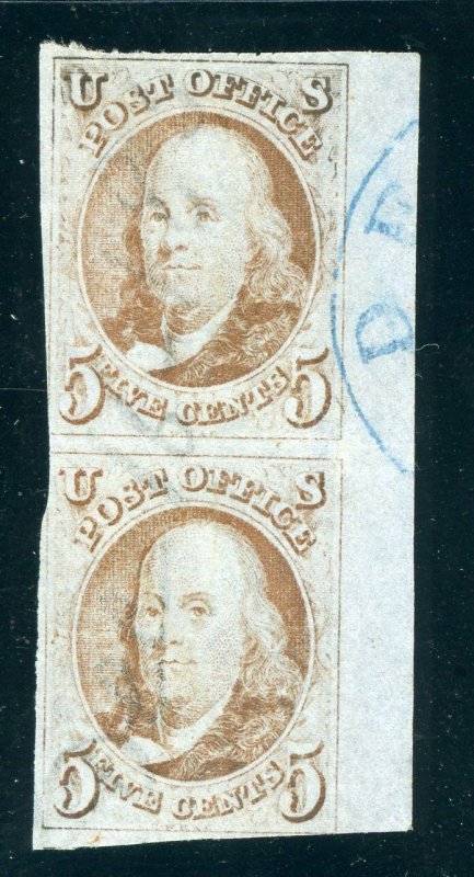 US SCOTT #1d Pair, Used-VF Brown Orange SCV $3,000 (DFP 4/24/20