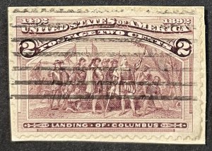 US #231 Used F/VF on Paper - 2c Landing of Columbus 1893 [B41.4.3]