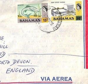 BAHAMAS Cover Nassau Registered Commercial Air Mail FISH GB Devon 1975 CF23