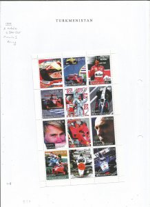 TURKMENISTAN - 1999 - Formula 1 Racing - Perf 12v Sheet - M L H - Private Issue