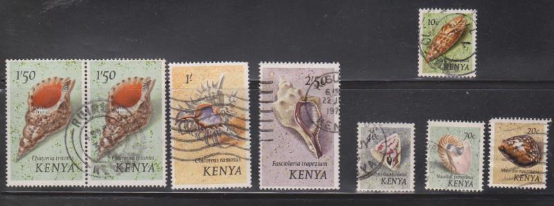 KENYA Scott # Between 37 - 47 Used - Sea Shells On Stamps