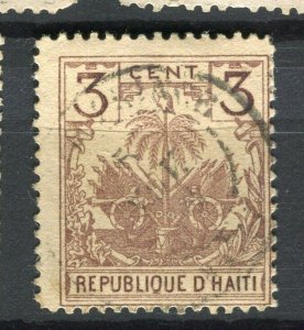 HAITI; 1890s classic Palm Tree issue fine used 3c. value