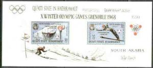 Aden - Qu\'aiti 1967 Grenoble Winter Olympics perf m/shee...