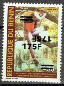 BENIN 2007 1405 175F CERCOPITHECUS APES DOUBLE INVERTED OVERPRINT SURCHARGE MNH