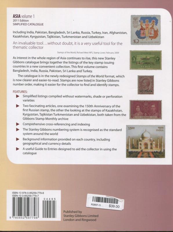 2011 Stanley Gibbons Asia Simplified Postage Stamp Catalogue 1st Edition 