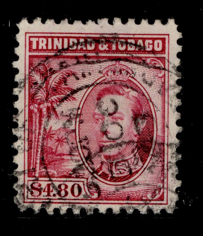 TRINIDAD AND TOBAGO GVI SG256, $4.80 rose-carmine, FINE USED. Cat £55. 