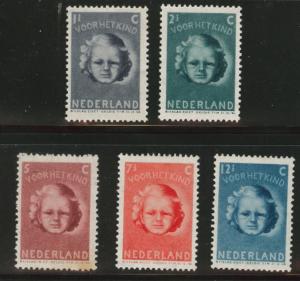 Netherlands Scott B154-158 MH* 1945 semi-postal set