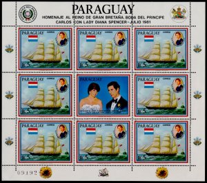 Paraguay 2001 sheet MNH Sailing Ship, Prince Charles, Princess Diana Wedding