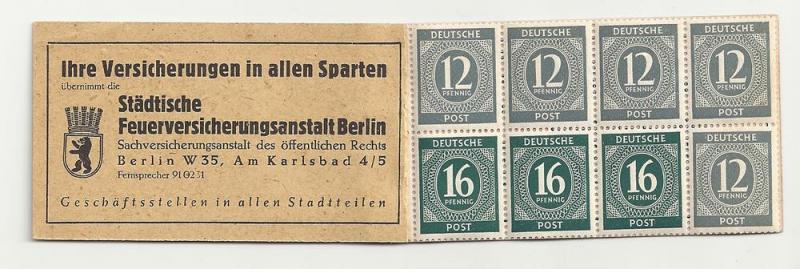 Germany: Complete 1947 Michel MH50 Booklet (Zusammendrucke)