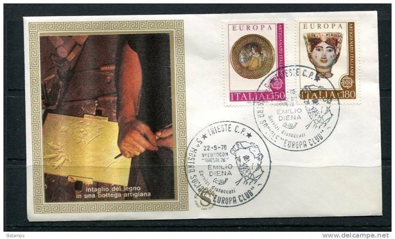 Italy 1976 First Day Cover Special Cancel  Colorano \Silk\ Cachet  Plate  Vase
