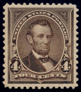 US 269 4c 1895 Abraham Lincoln watermark unused OG hinged PSAG grade 95