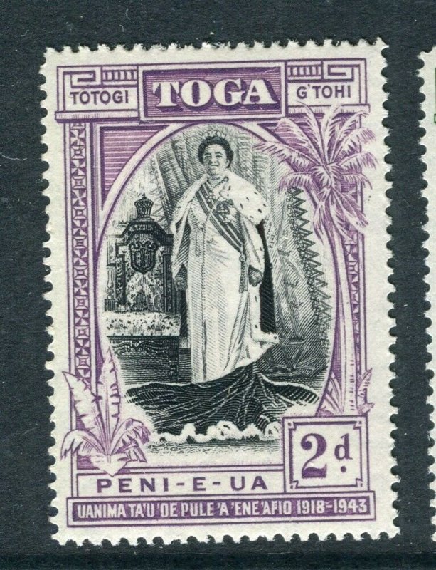 TONGA; 1944 early Queen Salote Silver Jubilee issue Mint hinged 2d. value 