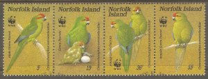 NORFOLK ISLAND Sc# 421 USED FVF 4Strip Birds