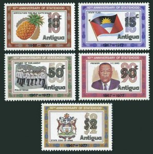 Antigua 490-494,MNH.Michel 486-490 Statehood,1977:Fruits,Flag,Police band,Arms.