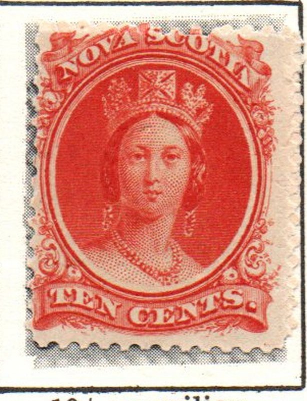 Nova Scotia Sc 12 1860 10c vermilion Victoria stamp mint