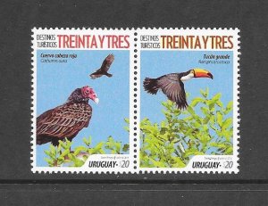 BIRDS - URUGUAY #2639  TOUCAN & BUZZARD   MNH