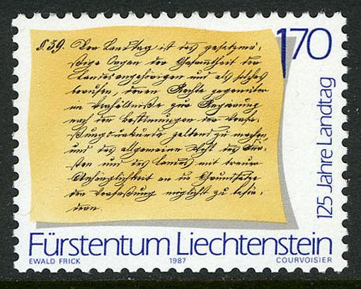 Liechtenstein 872, MI 929, MNH. Diet, 125th anniv. Constitution of 1862, 1987