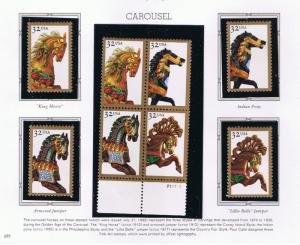 #2976-2079 MVFNH OG block of 4 & singles Carousel Horses Free S/H