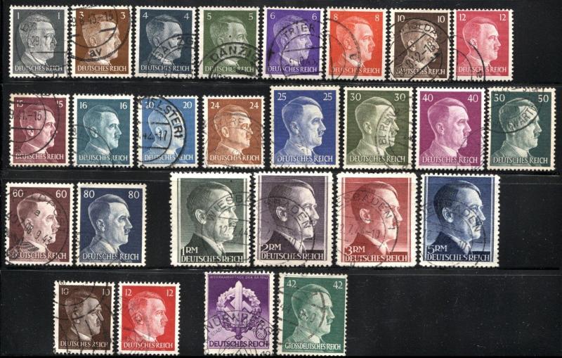 GERMANY Deutsches Reich SC# 506-529 Stamps Postage Collection Hitler USED