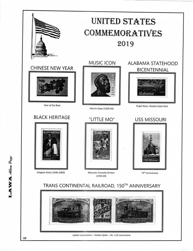 2019 US COMMEMORATIVE  ISSUES SUPPLEMENT – LAWA Album Pages