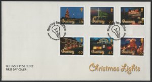 Guernsey 2001 FDC Sc 750-755 Trees, houses decorated for Christmas