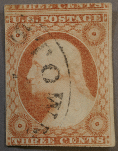 United States #11 Washington Used Type I Jumbo Selvedge into Adjoining Stamp