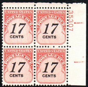 MALACK J104 VF OG NH, plate block of 4, dry gum, bri..MORE.. pb4775