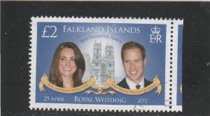 Falkland Islands  Scott#  1029  Used  (2011 Royal Wedding)