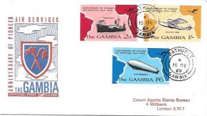 Gambia Air Services - Ship, Plane, Zeppelin 1969 FDC 241-43