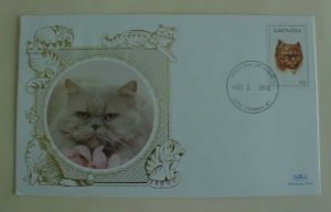 GRENADA PERSIAN  CAT  1995  SILK CACHET UNADDRESSED