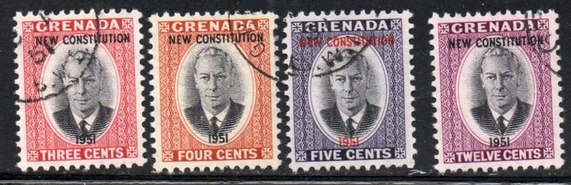 Grenada Sc 166-169 1951 New Constitution stamp set used