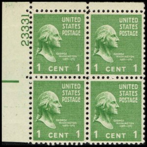 US #804 WASHINGTON MNH UL PLATE BLOCK #23331