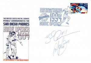 Signed Ausmus & Benes USPS Padres Maxi #2619 Olympic Baseball Home Opener 1994