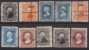 MEXICO 10 Perf Hidalgos - various values & overprints......................A3017