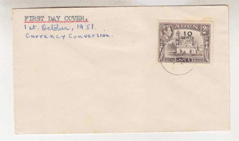 ADEN, 1951 New Currency 10c., 15c., & 20c. on separate unaddressed fdc.'s.