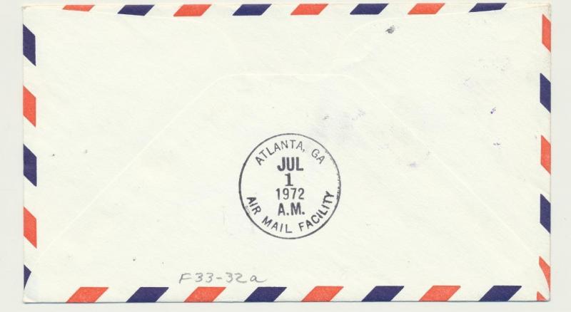 JAMAICA 1972 RARE FAM F33-32a 1st FLIGHT MONTEGO BAY TO ATLANTA(SEE BELOW)