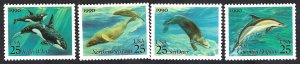 United States #2508-11 25¢ Sea Creatures (1990). Four singles. MNH