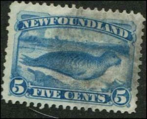 Canada - Newfoundland SC# 53 Harp Seal 5c Used Pale Blue