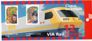 CANADA VIA RAIL CIRCUS BOOKLET & S/SHEET POST OFFICE FRESH UNDER FACE VALUE